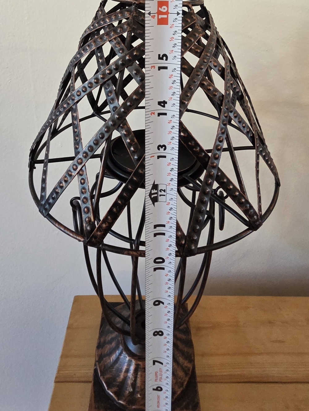 Metal Cage Cande Holder Table Lamp in Distressed Bronze - Picture 5 of 7